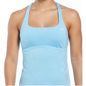 Nike Essential Square Neck Tankini Swim Top Blue Racerback – Size L – NWT